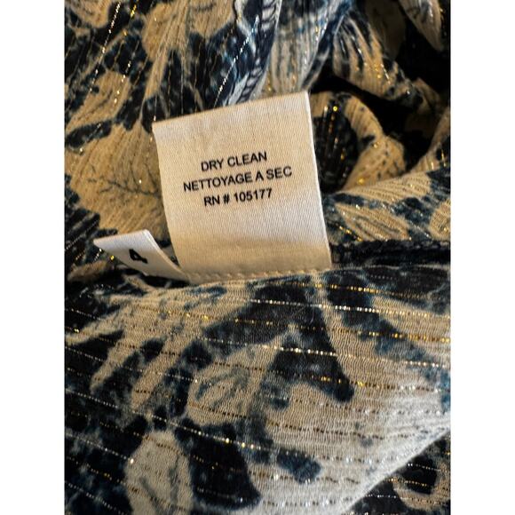 ULLA JOHNSON Yulia Silk Metallic Lurex Indigo Boho Blouse Size 4 - Picture 6 of 8